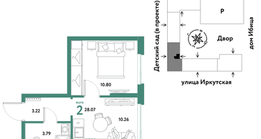 2-к. квартира, 28 м²