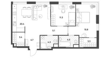 2-к. квартира, 74 м²
