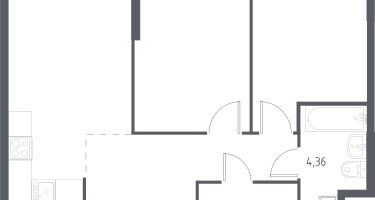 2-к. квартира, 56&nbsp;м²