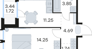 1-к. квартира, 37 м²