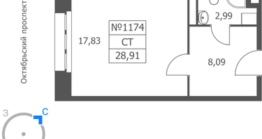 Студия, 28&nbsp;м²