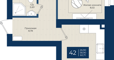 3-к. квартира, 60 м²