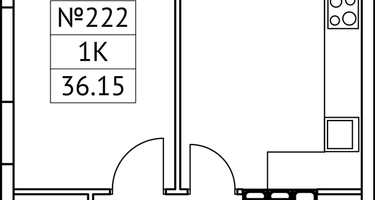 1-к. квартира, 36 м²
