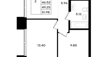 2-к. квартира, 49&nbsp;м²