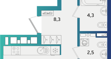 2-к. квартира, 69 м²