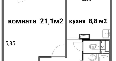 1-к. квартира, 39,4&nbsp;м²