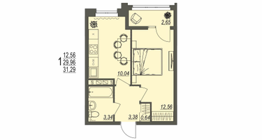 1-к. квартира, 31 м²