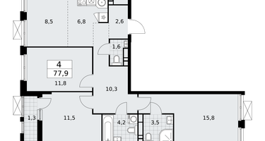 4-к. квартира, 77&nbsp;м²