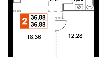 1-к. квартира, 36&nbsp;м²