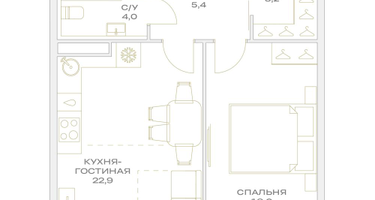 2-к. квартира, 53 м²