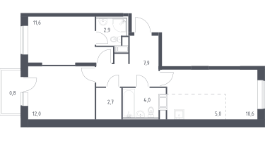 Студия, 57&nbsp;м²