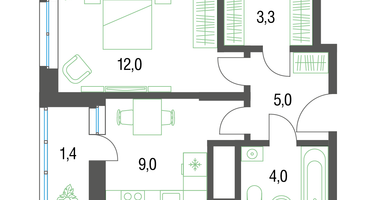 1-к. квартира, 35&nbsp;м²