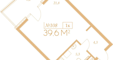 1-к. квартира, 39&nbsp;м²
