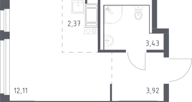 Студия, 21&nbsp;м²