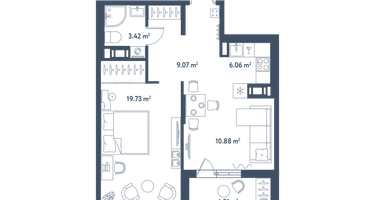 Студия, 51&nbsp;м²