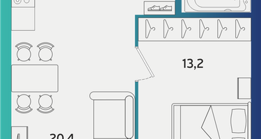 1-к. квартира, 42&nbsp;м²