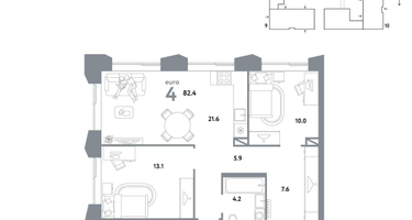 4-к. квартира, 82&nbsp;м²