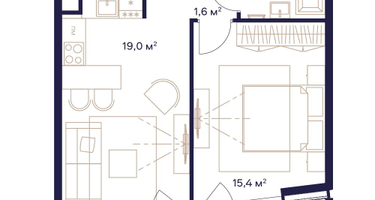 1-к. квартира, 48 м²