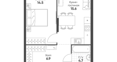 1-к. квартира, 41 м²