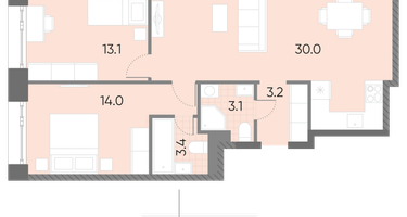 Студия, 66 м²