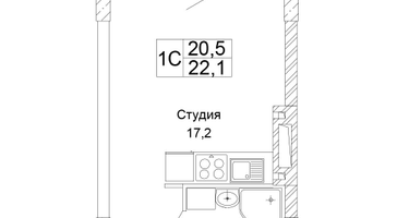 1-к. квартира, 22&nbsp;м²