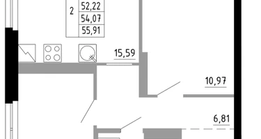 2-к. квартира, 54&nbsp;м²