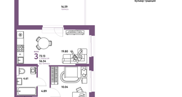 3-к. квартира, 73&nbsp;м²