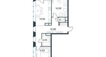 2-комнатная квартира, 61&nbsp;м²