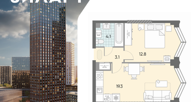 1-к. квартира, 39&nbsp;м²