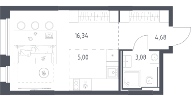 Студия, 29&nbsp;м²