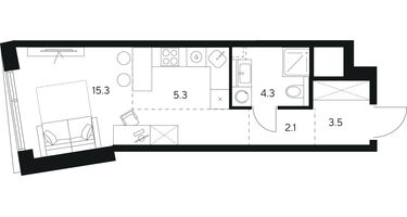 Студия, 30 м²