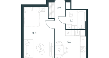 1-к. квартира, 33&nbsp;м²