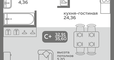 Студия, 32&nbsp;м²