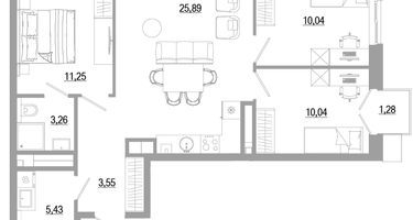 3-к. квартира, 70 м²