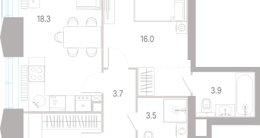 2-к. квартира, 61&nbsp;м²