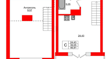 Студия, 46&nbsp;м²