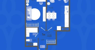 1-к. квартира, 40&nbsp;м²