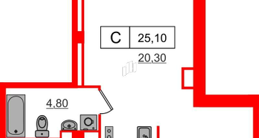 Студия, 25&nbsp;м²
