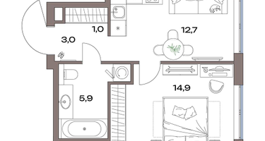 1-к. квартира, 37 м²