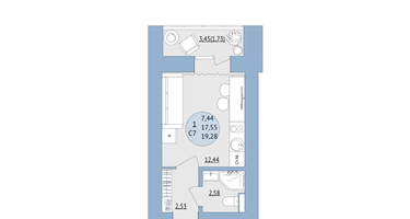 Студия, 19&nbsp;м²