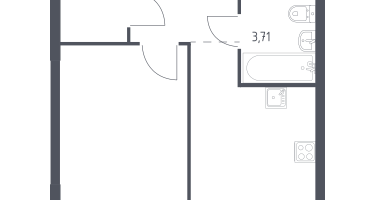 1-к. квартира, 36&nbsp;м²