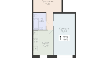 1-к. квартира, 49&nbsp;м²
