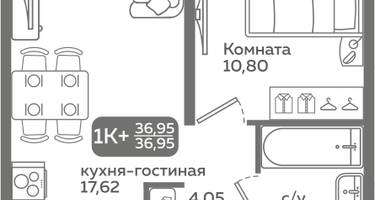 1-к. квартира, 36&nbsp;м²