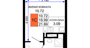 1-комнатная квартира, 21&nbsp;м²