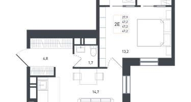 2-к. квартира, 47&nbsp;м²