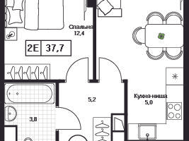 1-к. квартира, 37 м²