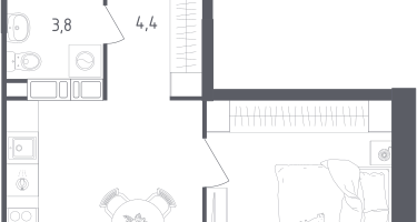 1-к. квартира, 33&nbsp;м²