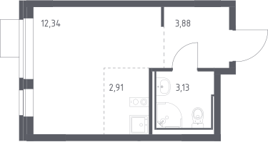 Студия, 22&nbsp;м²