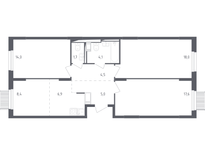 4-комнатная квартира, 80,2&nbsp;м²