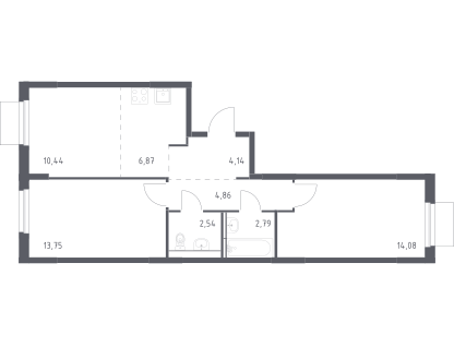 3-комнатная квартира, 59,5&nbsp;м²